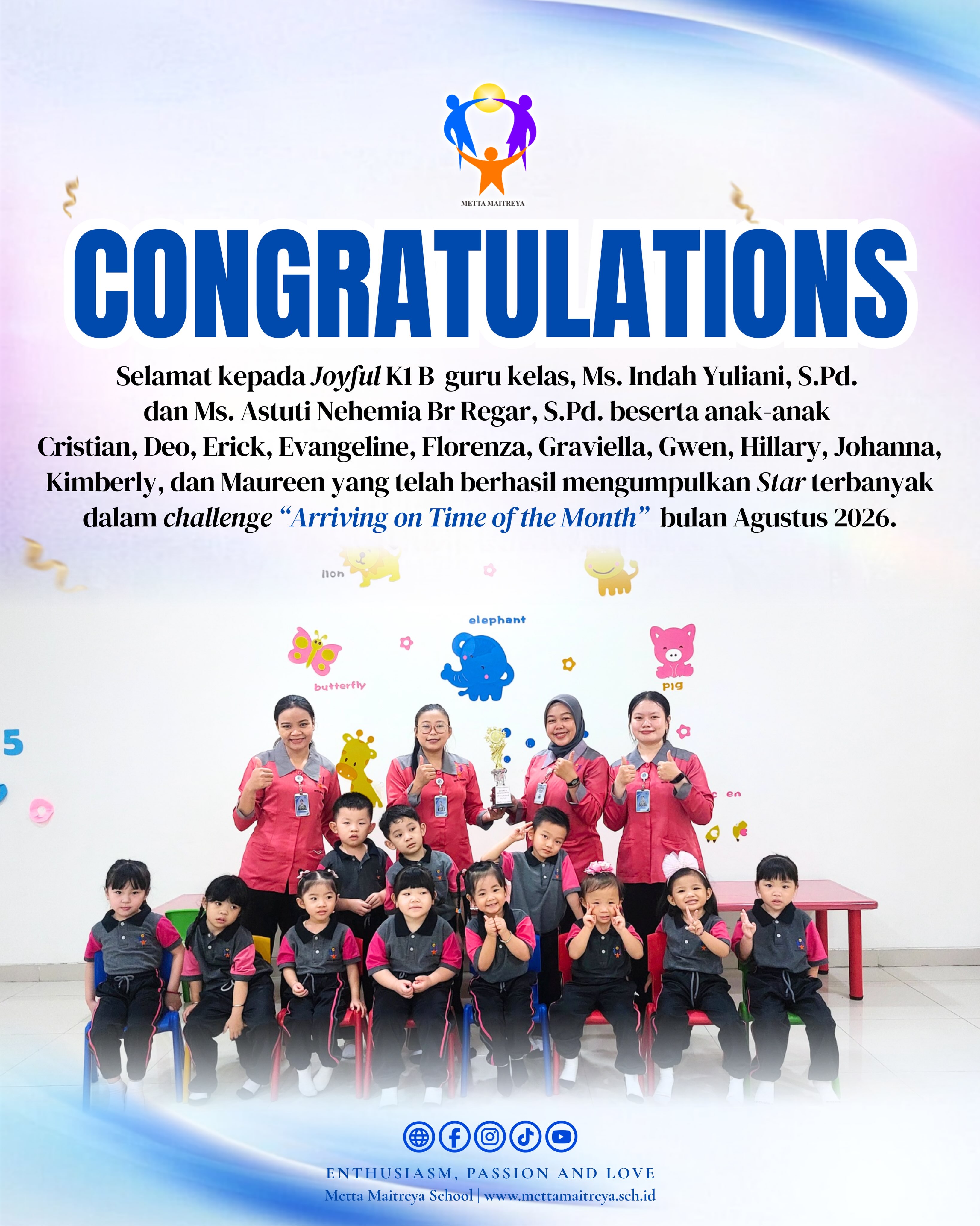 Congratulation for Collecting the most stars in the "Arriving on Time of the Month"